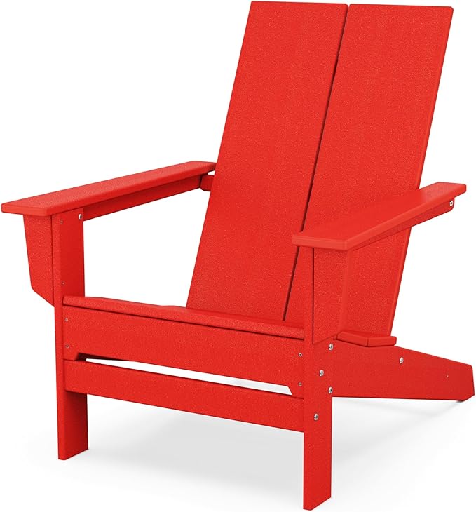 POLYWOOD Contemporary Modern Oversized Adirondack Chair in Sunset Red - Photo 1