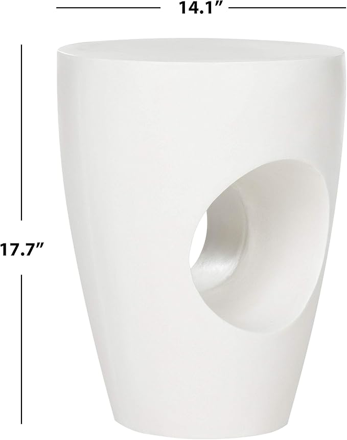 Safavieh Outdoor Collection Aishi Modern Concrete Ivory Round 17.7-inch Accent Table