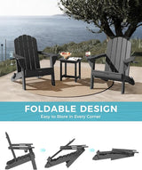 Folding Adirondack Chair, HDPE Adirondack Chair with 2 Cup-Holders, Outdoor Fire Pit Chairs for Poolside, Garden, Patio - Photo 8