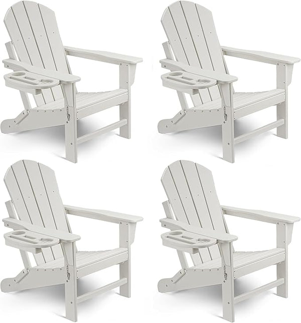 Adirondack Chair Set of 4, HDPE Folding Adirondack Chair with Multifunctional Cup Holder - Photo 1