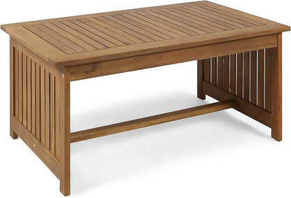 Merax Outdoor Acacia Wood Coffee Table, All-Weather Patio Tables for Outside, Backyard, Porch, Garden, Balcony, Poolside, Brown + Antique Bronze