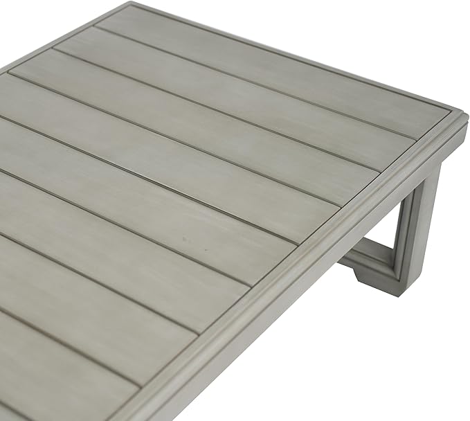 Christopher Knight Home Westchester Rectangular Outdoor Coffee Table, Slat Panel Side Table, Acacia Wood Side Desk for Backyard Balcony Garden, Weather Resistant Patio Tea Table, Light Grey