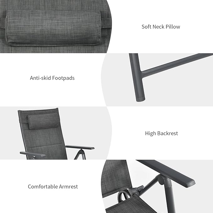Tangkula 2 Pieces Patio Chaise Lounge W/Wheels, Outdoor Folding Padded Lounge Chair W/ 7-Position Backrest - Photo 7