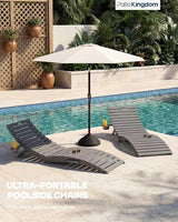 in-Pool Lounge Chairs Set of 2, Folding HDPE Pool Chairs Anti-Floating No Sandbags with Cup Holder & Handles - Photo 2