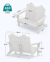 SERWALL Folding Adirondack Bench, HDPE All-Weather Adirondack Loveseat, 660 lbs Capacity - Photo 3