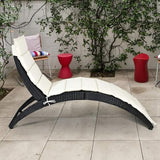 HAPPYGRILL Modern White Rattan & Steel Foldable Patio Lounge Chair - Outdoor Wicker Chaise Lounger with Cushion - Patio - Photo 4