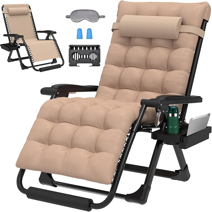 ZENPETIO 29In XL Zero Gravity Chair w/Cushion, Zero Gravity Recliner Lounge Chair for Indoor and Outdoor - Photo 1