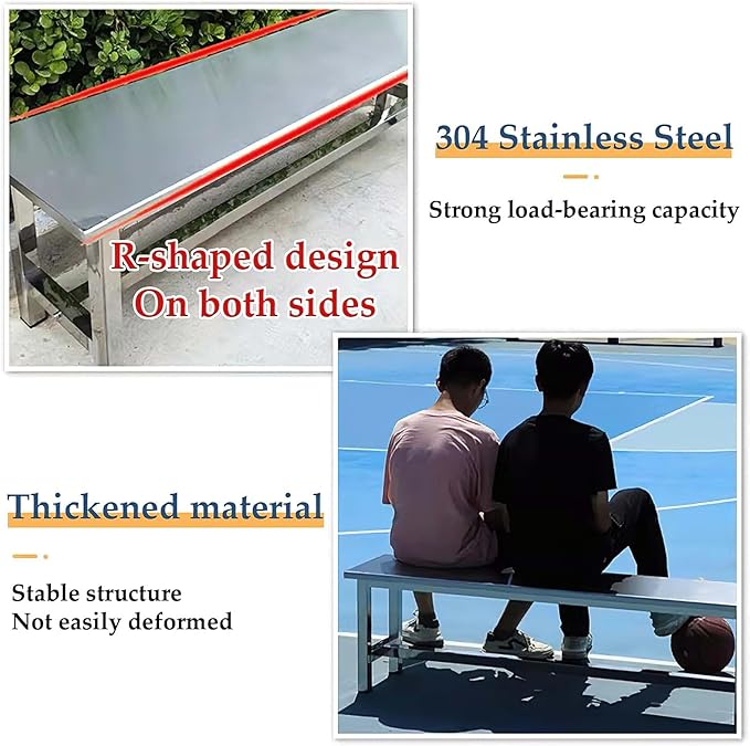 Outdoor Benches Weatherproof Stainless Steel Porch Chair Metal Garden Bench Backless for Park, Shopping Mall, Residential Area, School, Workshop(80x35x45cm/31.5x13.8x17.7in)
