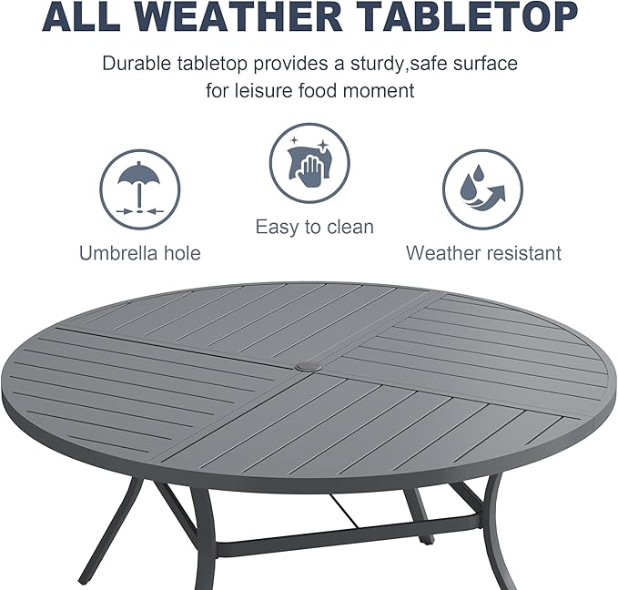 VICLLAX 50" Round Patio Dining Table for 6 - Photo 4