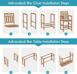 Ciokea Outdoor Bar Height Table Set of 5, 60" Extra Long Rectangle High Top Table and 4 Oversized Adirondack Chairs Set - Photo 9
