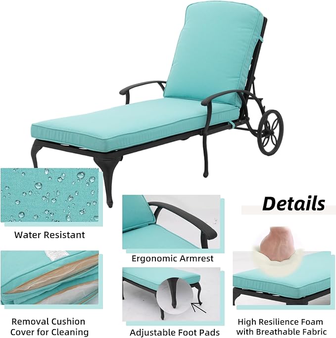 Chaise Lounge Outdoor Chair with Wheels - Photo 3