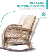 MEETWARM 3 Pieces Outdoor Wicker Rocking Chair Set - Photo 4