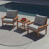 3 Piece HDPE Outdoor Patio Furniture Set, All-Weather 2 Armchairs with Side Table - Photo 1