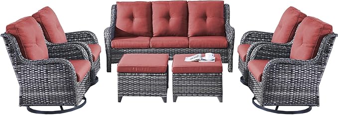 Rilyson Patio Furniture Swivel Chairs Set - 7 Piece Wicker Rattan Outdoor Sectional Conversation Sets with 4 Swivel - Photo 1