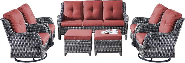 Rilyson Patio Furniture Swivel Chairs Set - 7 Piece Wicker Rattan Outdoor Sectional Conversation Sets with 4 Swivel - Photo 1
