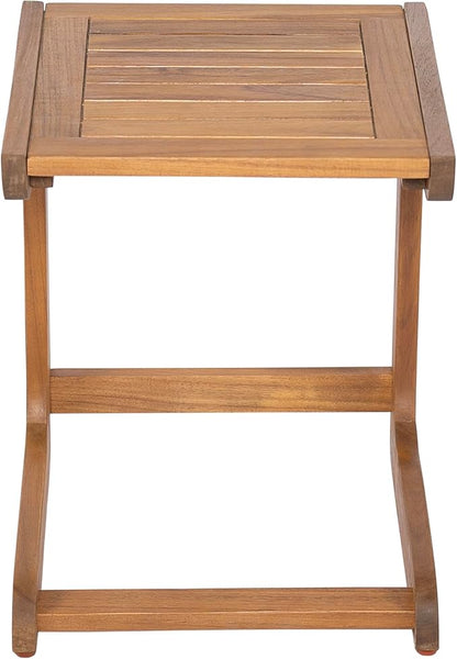 Christopher Knight Home Dessa Outdoor Side Table, Acacia Wood End Table, C Shape Small Coffee Table, Wooden Slat Panel Design, Lightweight Easy Move, Acacia Wood Frame Desk for Poolside Backyard, Teak