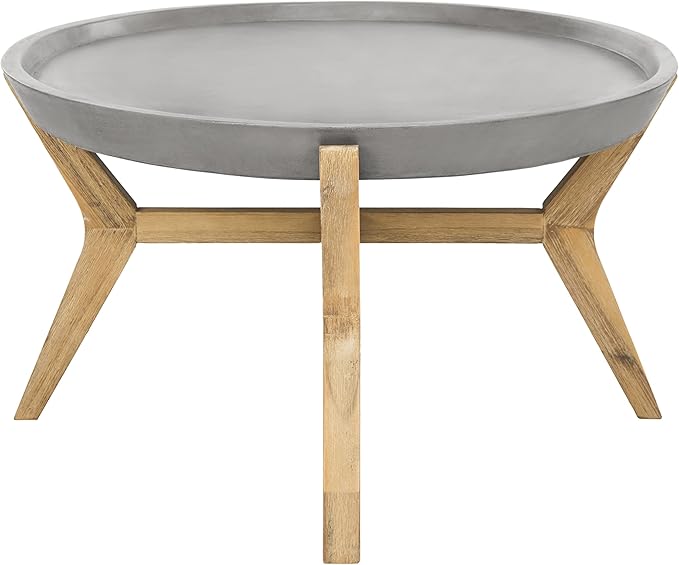 Safavieh Outdoor Collection Hadwin Dark Grey Indoor/Outdoor Modern Concrete Oval 31.5" Coffee Table