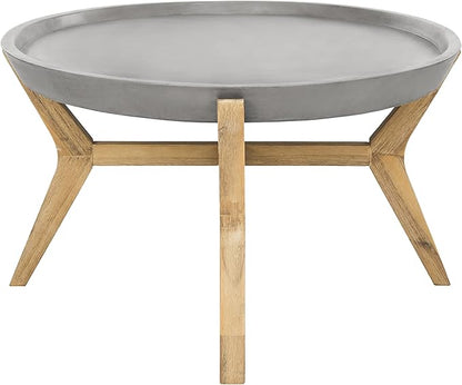 Safavieh Outdoor Collection Hadwin Dark Grey Indoor/Outdoor Modern Concrete Oval 31.5" Coffee Table