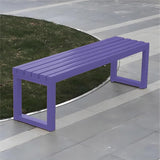 Outdoor Metal Backless Bench, Colorful Garden Bench Slatted Seat, All-Weather Outdoor Park Benches for Backyard, Porch - Photo 1