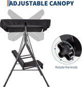 GarveeLife Outdoor Porch Swing Chair with Adjustable Canopy for Adults, 3-Seat Patio Glider Bench with Thick Cushions - Photo 3
