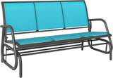 Outsunny 3-Person Patio Glider Bench, Outdoor Porch Glider Swing with 3 Seats, Breathable Mesh Fabric, Metal Frame, Blue - Photo 1