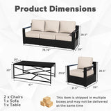 Outdoor Aluminum Furniture Set, 4-Piece Patio Conversation Set, 2 Chairs, 1 Sofa and 1 Table, All-Weather Metal Frame - Photo 2