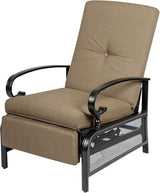 Oakcloud Adjustable Outdoor Lounge Chair Metal Patio Relaxing Recliner Chair with Removable Cushions(Brown) - Photo 1
