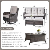 Rilyson Wicker Patio Furniture Set - 7 Piece Rattan Outdoor Sectional Conversation Sets with 2 Rocking Swivel Chairs - Photo 3