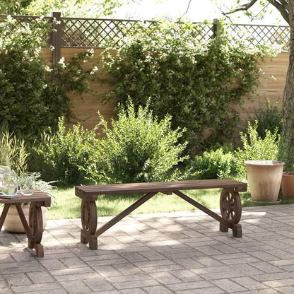 Garden Bench Burnt Wood Solid Fir Wood Patio Chairs Outdoor Furniture for Balcony Garden 45.3 in Durable