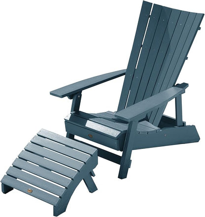 Highwood AD-KITADRI1-NBE Manhattan Beach Adirondack Chair with Ottoman, Nantucket Blue