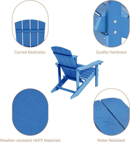 Adirondack Chairs, Plastic Adirondack Chairs Set of 4, All-Weather Resistant, Widely Used in Outdoor, Fire Pit, Deck, Outside, Garden