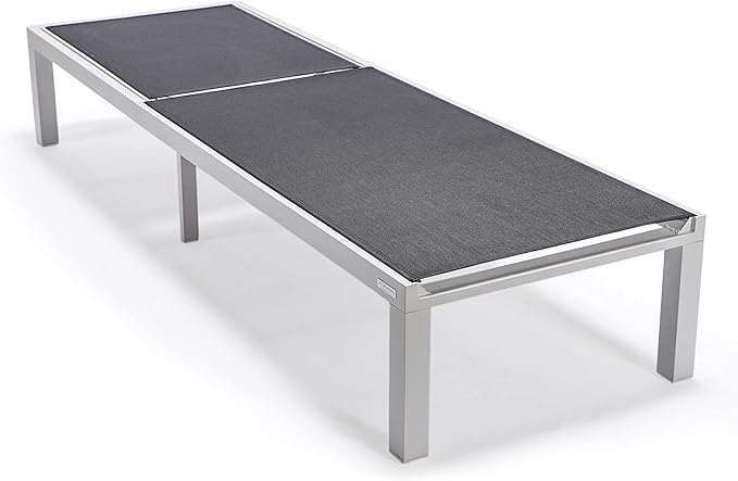 LeisureMod Marlin Aluminum Outdoor Chaise Lounge Chair (Set of 2) - Mesh Sling Fabric Seat White Aluminum Frame Beach - Photo 4