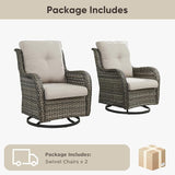 Belord Outdoor Swivel Chairs Set of 2, Patio Wicker Rocker Chairs, All Weather Patio Conversation Furniture Set - Photo 8