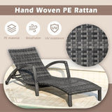 Chaise Lounge Chairs Outdoor Comfy Outside Wicker Patio Pool Lounge Chair w/ 5 Adjustable Back Angle Cup Holder Thicken - Photo 5