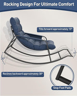Oversized Indoor Rocking Chair, Plush Papasan Chair with Comfy Padded Cushions & Side Pocket, for Patio Garden, Porch - Photo 5