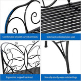 HLC Outdoor Bench Outdoor Sturdy Rust-Resistant Bench Butterfly Cast Iron with Armrests Park, Yard, Patio, Porch - Photo 6