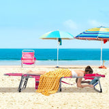 GYMAX Tanning Chair, 330LBS Beach Lounge w/Face Arm Hole & Shoulder Strap, Folding Layout Sunbath Chair - Photo 2