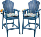Sundale Outdoor Adirondack Bar Chairs Set of 2, Patio HDPE Bar Stools with Backrest - Photo 1