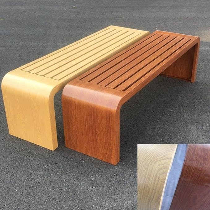Patio Garden Bench, All-Weather Outdoor Bench, 2-3 Person Seat Backless Front Porch Bench, Outdoor Metal Garden Bench(Wood Color,100cm/39.4in)