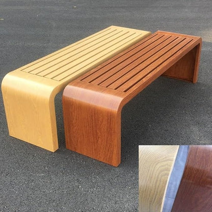 Patio Garden Bench, All-Weather Outdoor Bench, 2-3 Person Seat Backless Front Porch Bench, Outdoor Metal Garden Bench(Wood Color,120cm/47.2in)