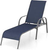 Giantex Patio Lounge Chair, Outdoor Chaise Lounge with 5 Adjustable Backrest, Sturdy Steel Frame, Sunbathing Recliner - Photo 1