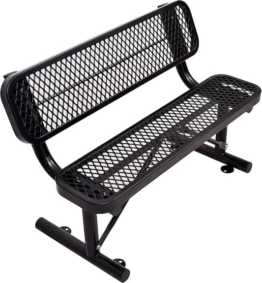4FT Park Benches for Outside, Garden Benches Weatherproof with Backrest - Heavy-Duty Metal Bench for Patio Porch Backyard School Sports Church Locker Room Bench Commercial-Grade Seating