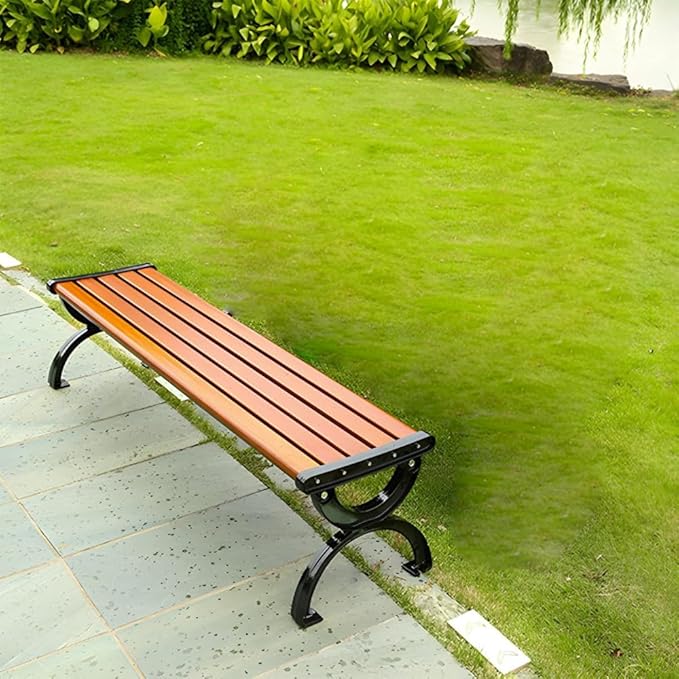 LITFAD Wooden Outdoor Bench Garden Bench Without Backrest and Armrest Outdoor Furniture Park Bench for Patio, Lawn, Balcony, Yard, Porch-Brown, 71" L x 16" W x 16" H