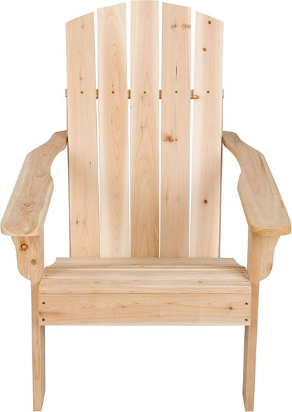 Shine Company Mid-Century Modern Wooden Adirondack Chair, Outdoor Patio Firepit Chairs, Back & Seat Pre-Assembled, Natural