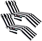 RattanView 2 Pcs Outdoor Chaise Lounge Cushion with Pillow and Side Pockets Waterproof Lounge Chair Cushions for - Photo 1
