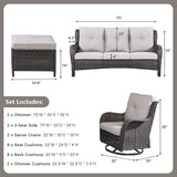 Rilyson Wicker Patio Furniture Set - 6 Piece Rattan Outdoor Sectional Conversation Sets with 2 Rocking Swivel Chairs - Photo 3