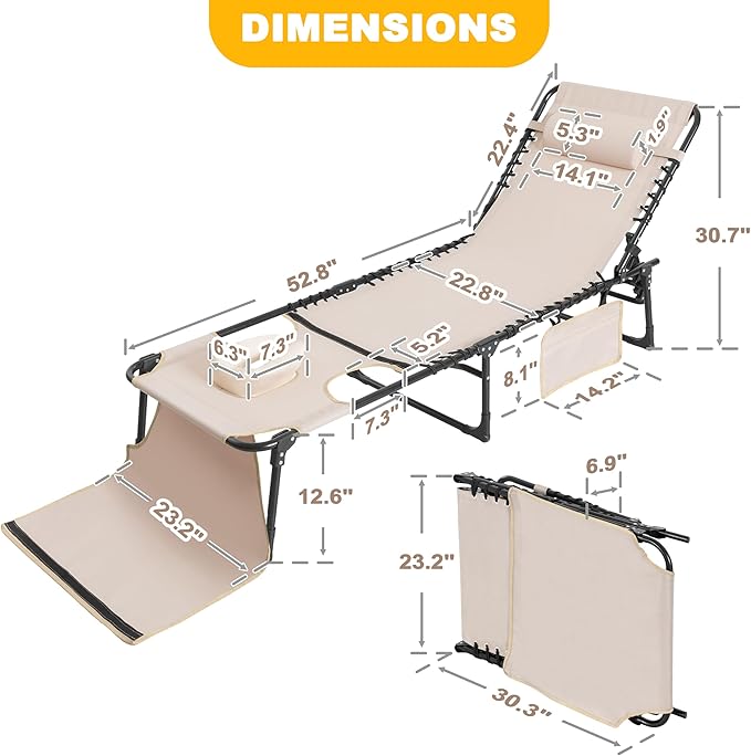 NUU GARDEN Outdoor Foldable Chaise Lounge Chairs - Photo 3