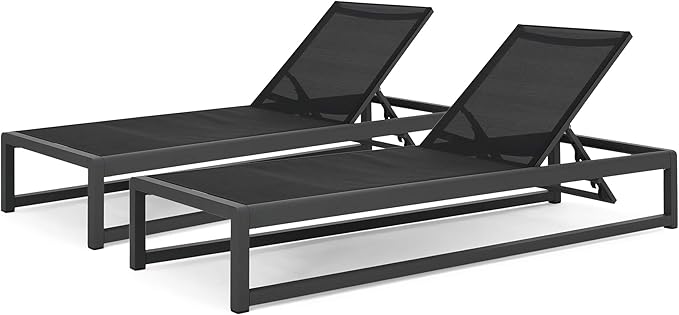 Christopher Knight Home Eudora Outdoor Chaise Lounge (Set of 2), Aluminum, Black, Gray