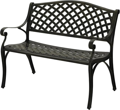 Clihome Patio Bench Garden Benches for Outdoors Cast Aluminium Park Bench Metal Porch Bench Front Porch Bench for Outdoor for Balcony, Porch, Backyard, Garden