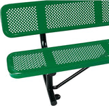 Global Industrial 6'L Heavy Duty Outdoor Steel Picnic Bench with Backrest, Perforated Metal, Portable Outdoor Bench - Photo 5